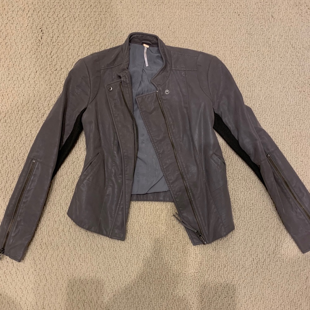 Free People Grey Moto Style Jacket